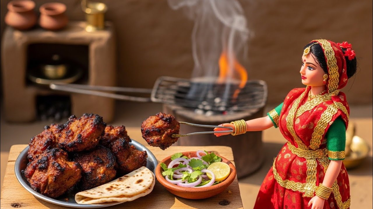 Miniature Doll Bihari Boti Cooking ASMR | Indian Village Tiny Kitchen Recipe