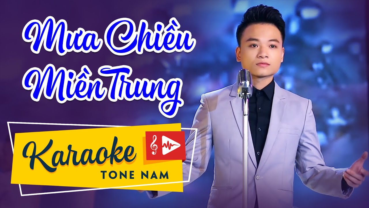 KARAOKE Tone Nam | Mưa Chiều Miền Trung - Trung Nghĩa | Beat Chuẩn #muachieumientrung