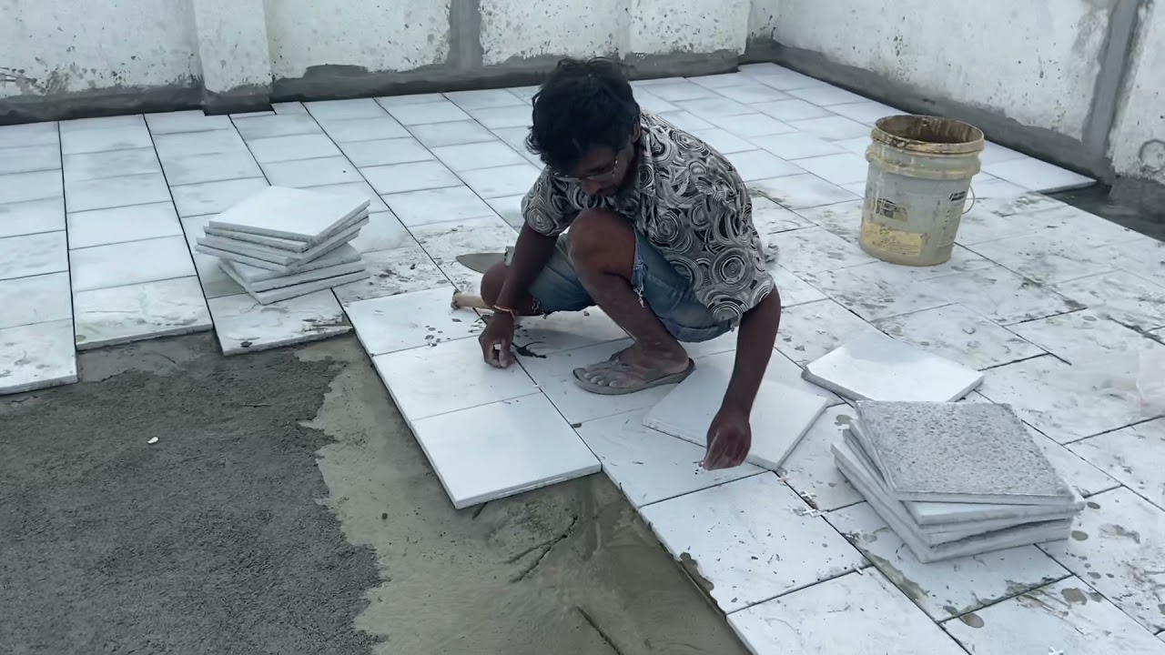 Cool roof tiles laying process for terrace
