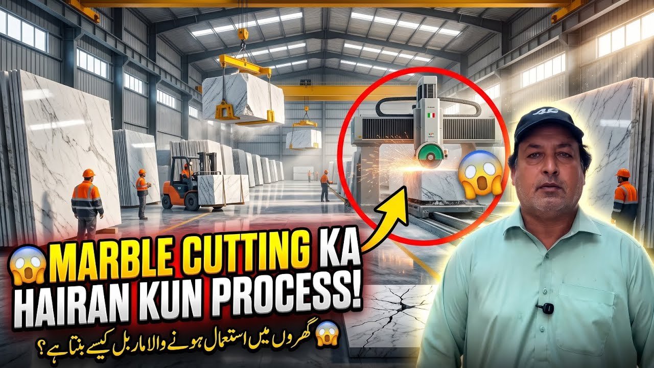 🤯 Marble Cutting Ka Hairan Kun Process! | Amazing Marble Factory Tour in Pakistan 🏭