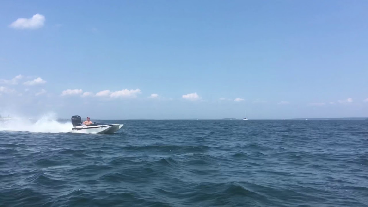 Short video of Home Made Tunnel Hull in some sloppy choppy water