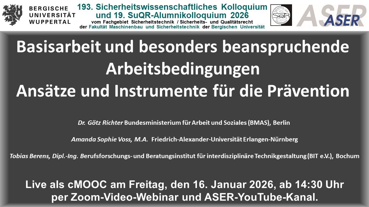 193. Sicherheitswissenschaftliches Kolloquium und 19. SuQR-Alumnikolloquium 2025