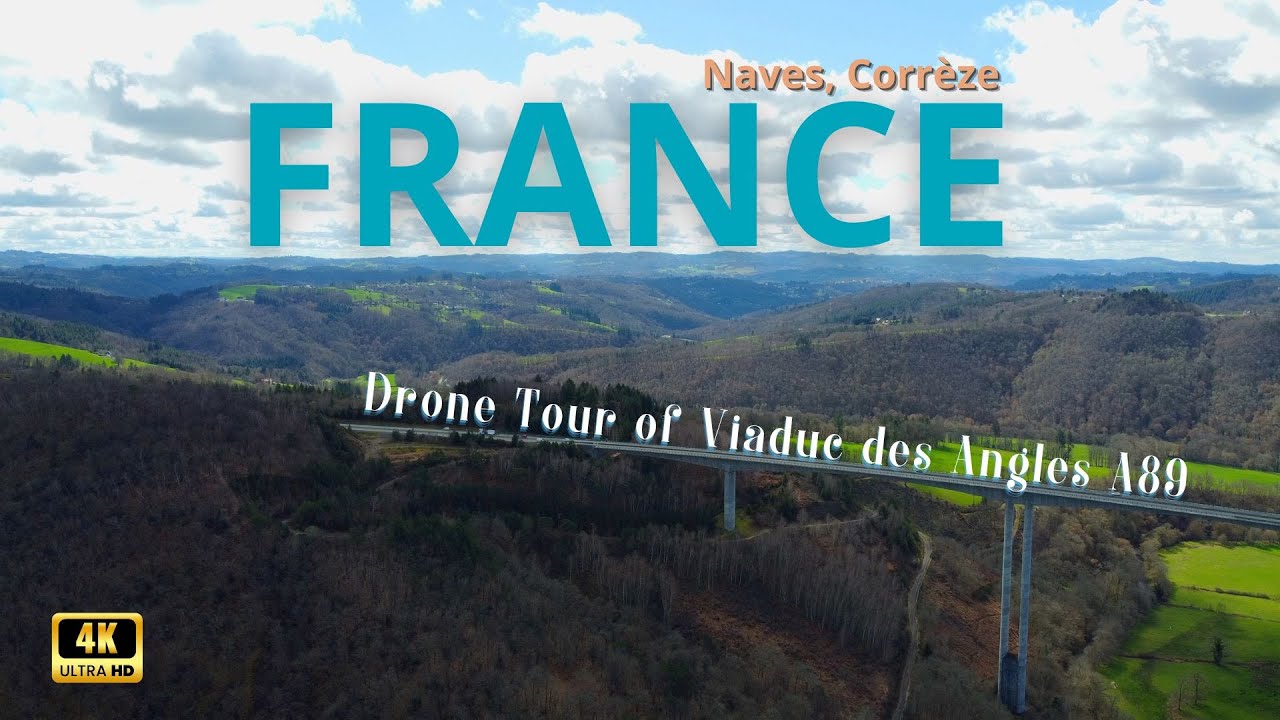 Bird's Eye View: Exploring Viaduc des Angles A89 in Naves, Corrèze, France