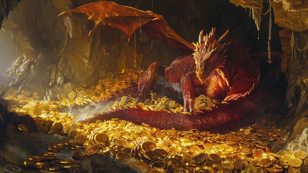 The Sleeping Dragon’s Nest 🐲 Deep Sleep Ambience | Dragon Purring & Gold Sounds (1 Hour)