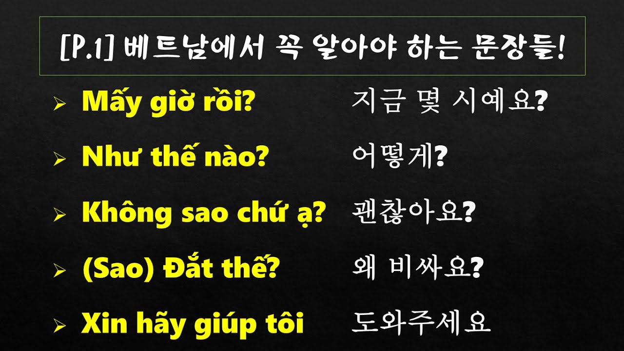 [Part 1] 베트남에서 꼭 알아야 하는 문장들! 100 Câu Giao Tiếp Bạn Phải Biết Khi Sống Ở Việt Nam | 맛있는 베트남어