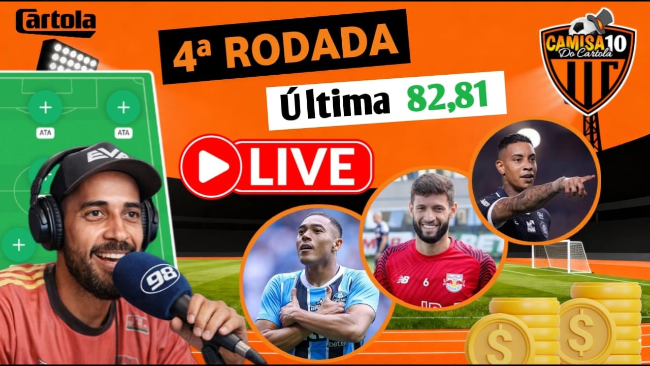 LIVE RODADA 4 - CARTOLA 2026 - DICAS E ESCALAÇÃO - LIGA GRATUITA PROS INSCRITOS.