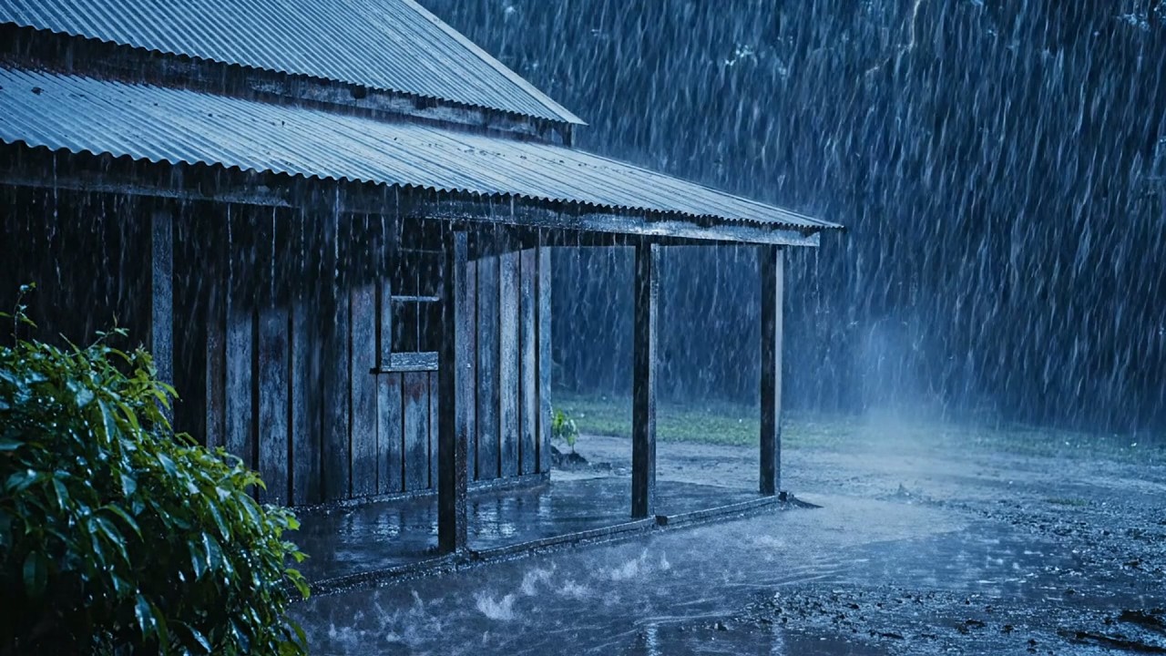 Noche de Tormenta Real para Dormir | Lluvia en Techo de Granja y Truenos Fuertes