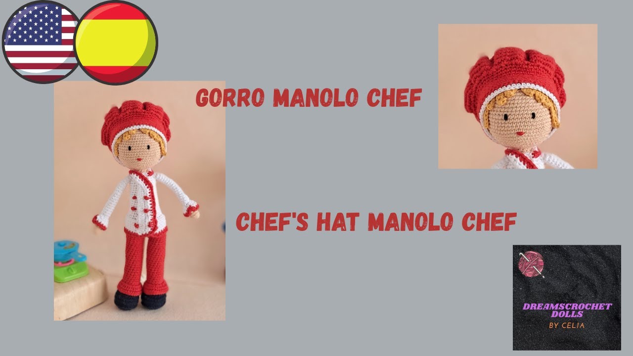Aprende a tejer un gorro de cocinero en crochet 👨‍🍳🧶Serie Manolo Chef