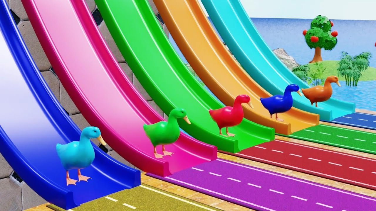 Long Slide Game with Cow Elephant Gorilla Hippopotamus Tiger 3d Animal Game Funny 3d Animals