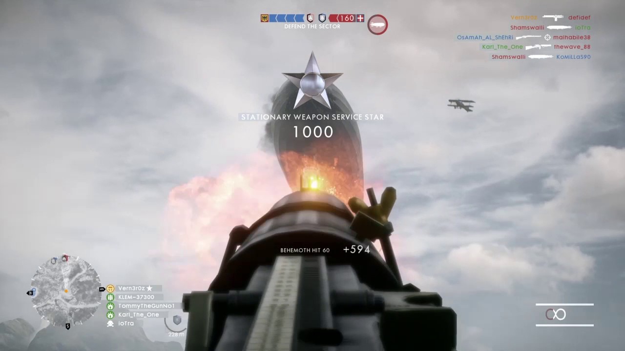 Battlefield 1 heavy machine gun vs. Behemoth (killstreak of 10 + behemoth kill)