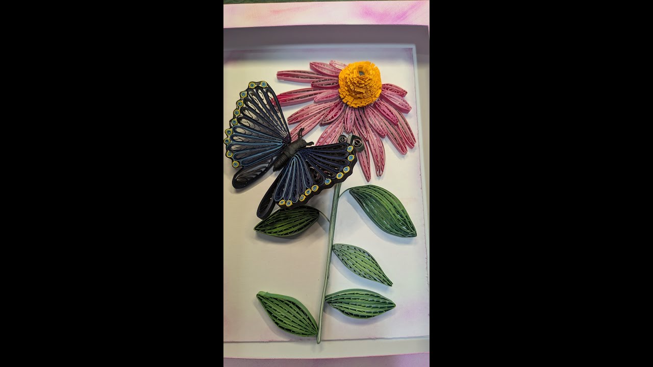 Paper Quilling with a comb - Butterfly and Coneflower