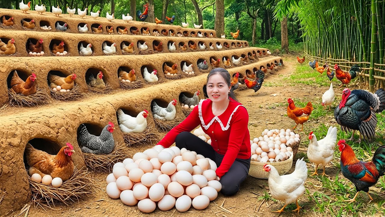 TIMELAPSE: Harvest Many Chicken Eggs by the Stream, Use Truck Transport 1000+ Eggs Go to Market Sell