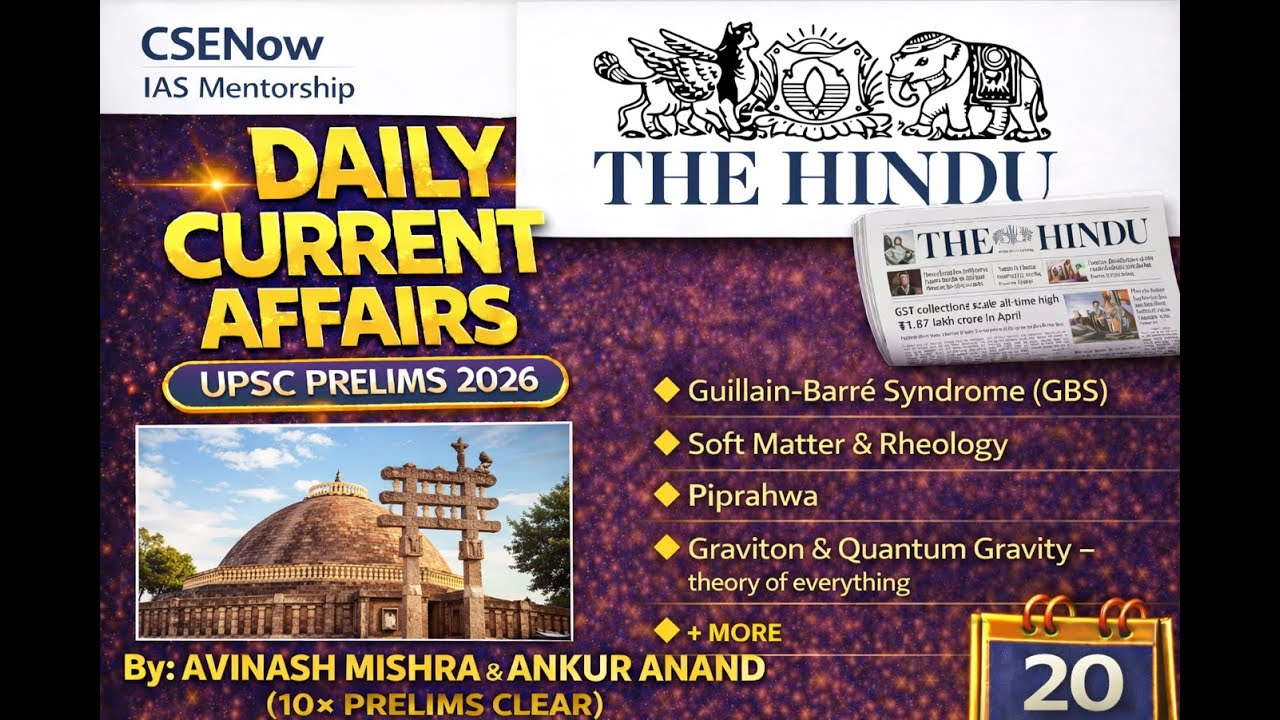 UPSC Prelims 2026 Daily Current Affairs MCQs – 20 January (The Hindu, PIB) 19 January #csenow