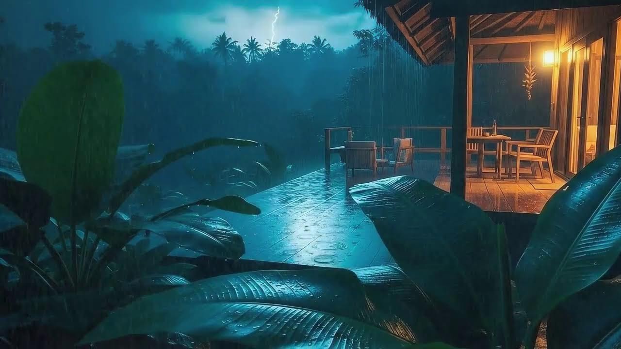 Sleep Faster with Light Rain and Low Thunder Murmur at Cozy Cabin 🌧️