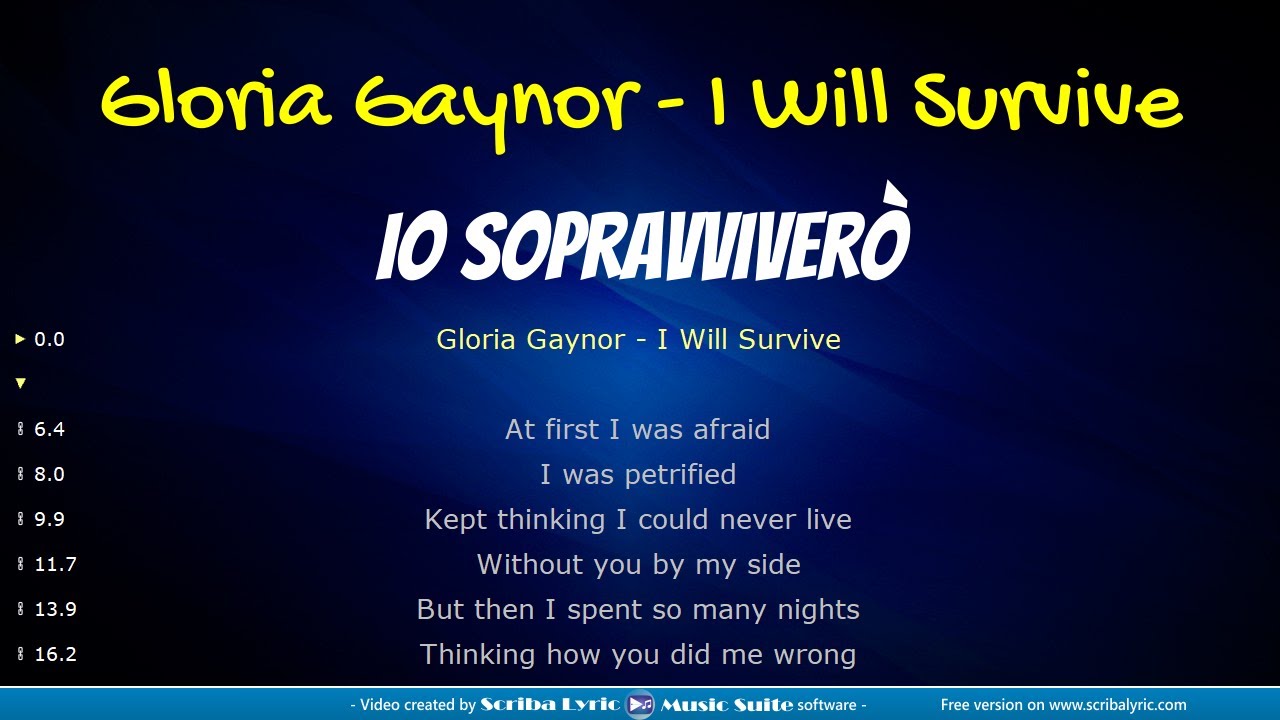 Gloria Gaynor - I will survive - Traduzione italiano + testo inglese