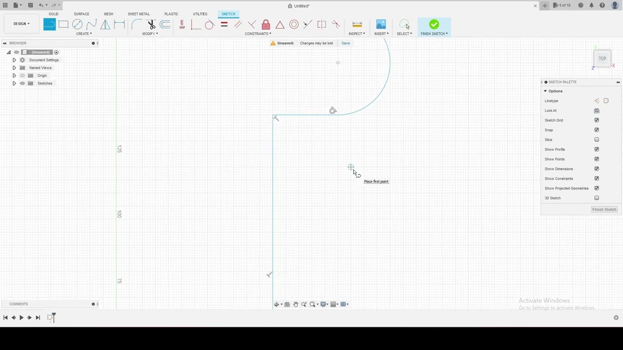 Autodesk Fusion 360 Tutorial 3.2 Create Construction Line and Mirror Sketch