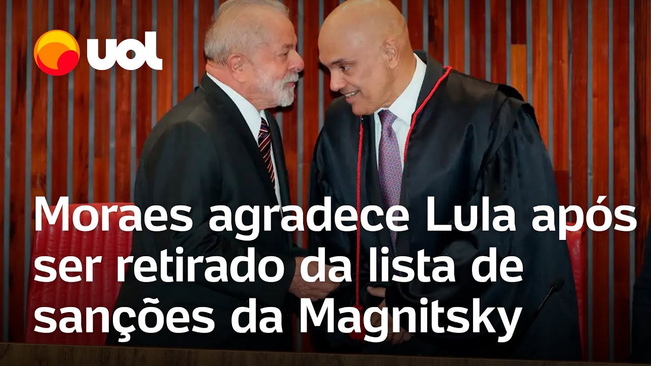 Moraes agradece a Lula ap&oacute;s ser retirado da lista de sancionados pela Magnitsky pelo governo dos EUA