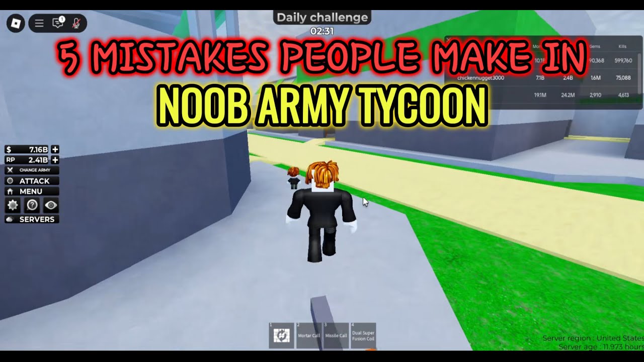 5 MISTAKES people make in Noob Army Tycoon