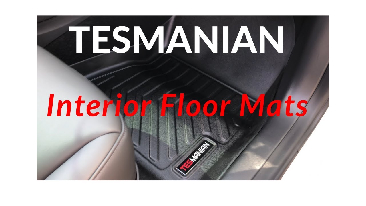 TesManian Interior Floor Mats overview of 3 piece set for Tesla Model 3.