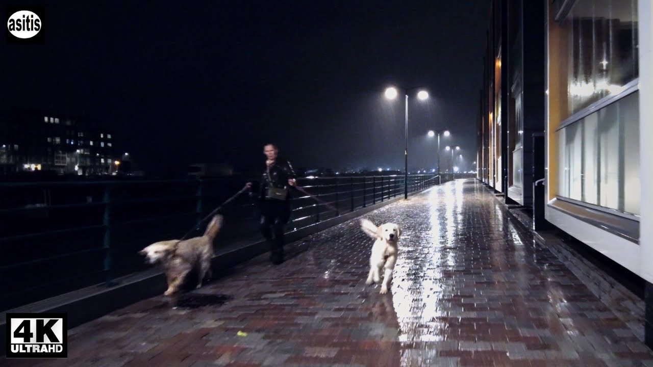 Rain at Night in Southern Helsinki - Walking from Jätkäsaari to Ruoholahti (March 24, 2023)