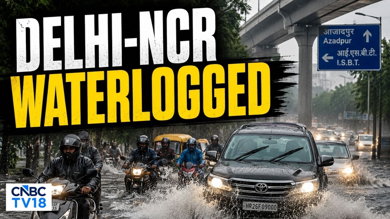 Delhi-NCR Under Red Alert: Heavy Rain Causes Waterlogging & Massive Traffic Jams | Monsoon | N18V