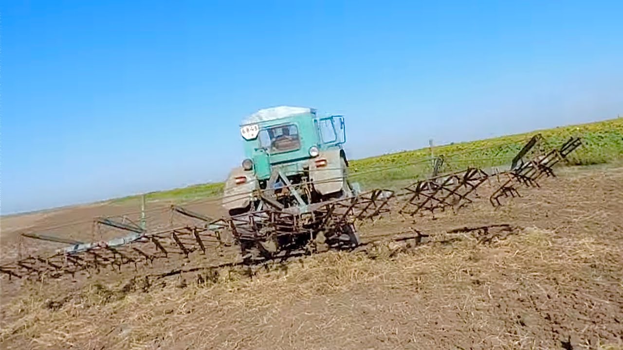 🚜Борона с Сегментами 7 метров захват. Трактор Т-40 обрабатывает землю