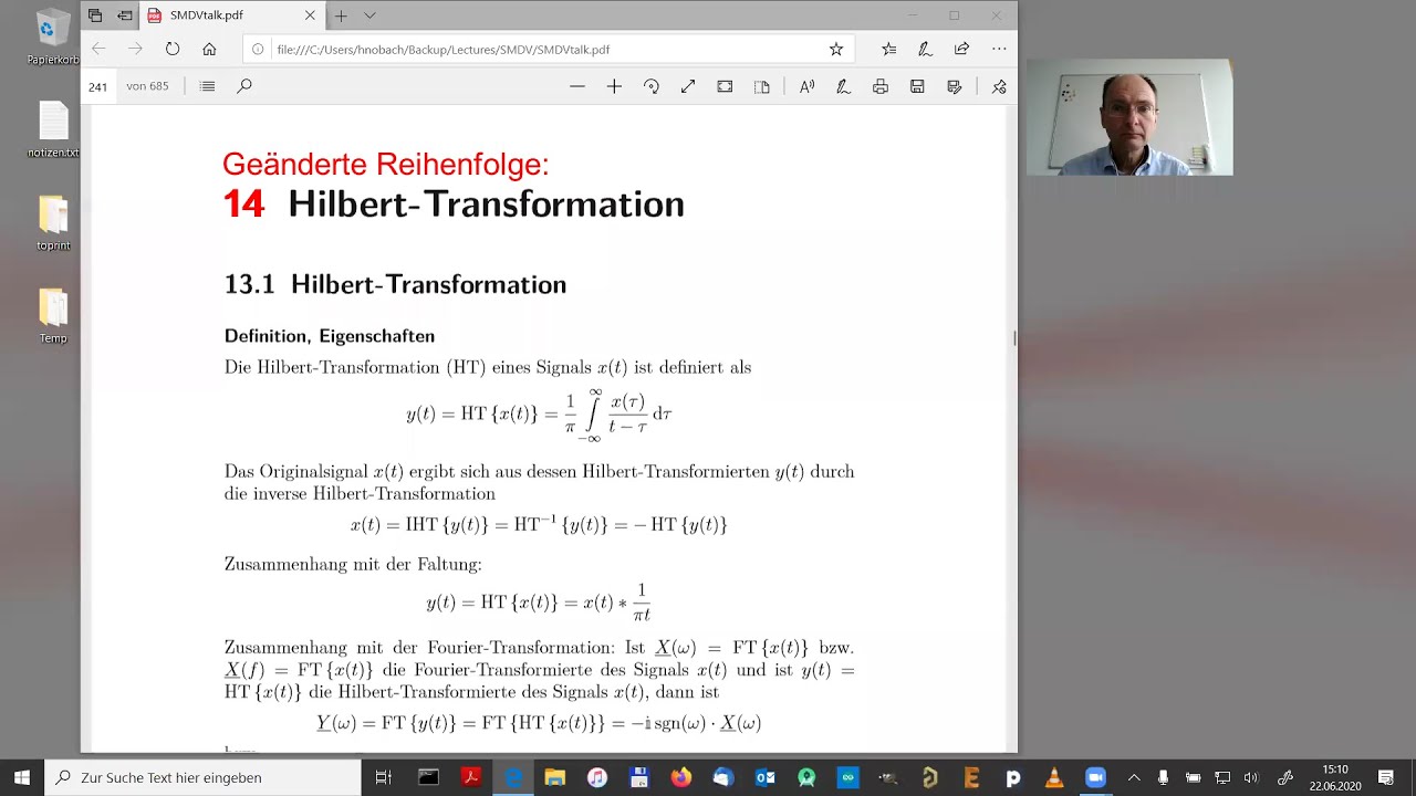 Signal- und Messdatenverarbeitung, Holger Nobach, Kapitel 14: Hilbert-Transformation