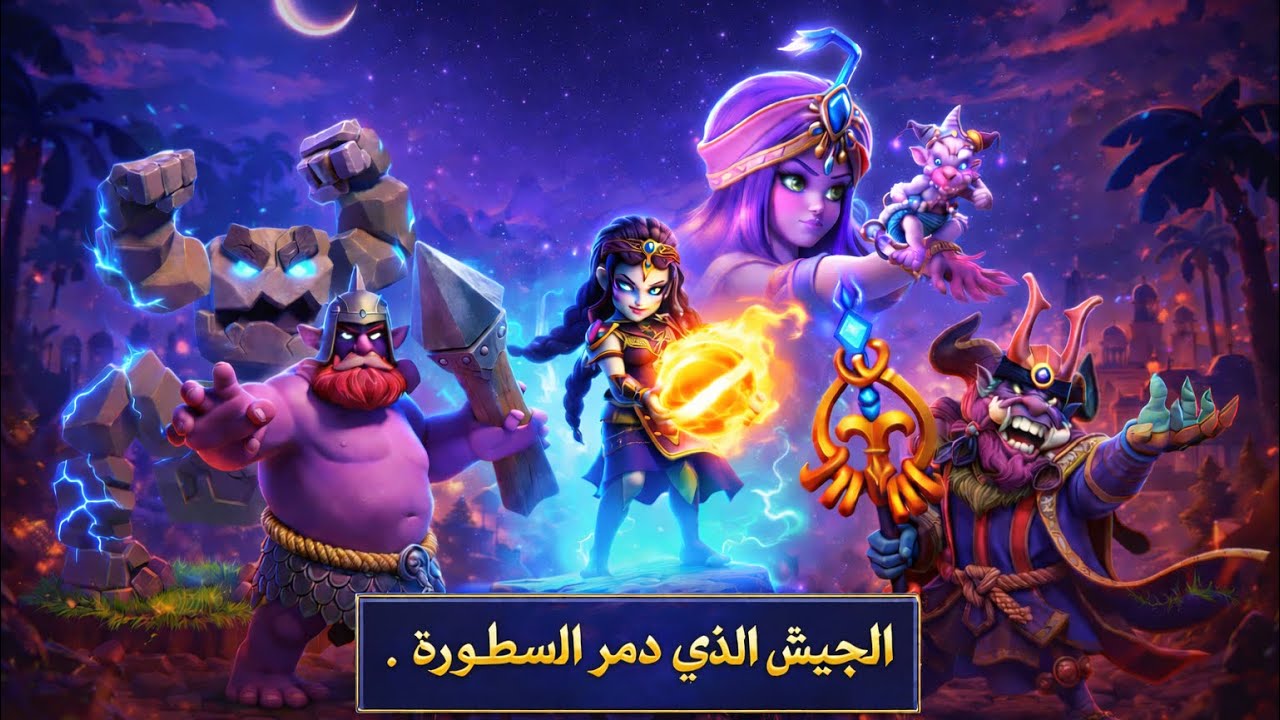 أقوى استراتيجية مسح 🔥 الغولم النيزكي + الرامي + الفاير بول | كلاش أوف كلانس