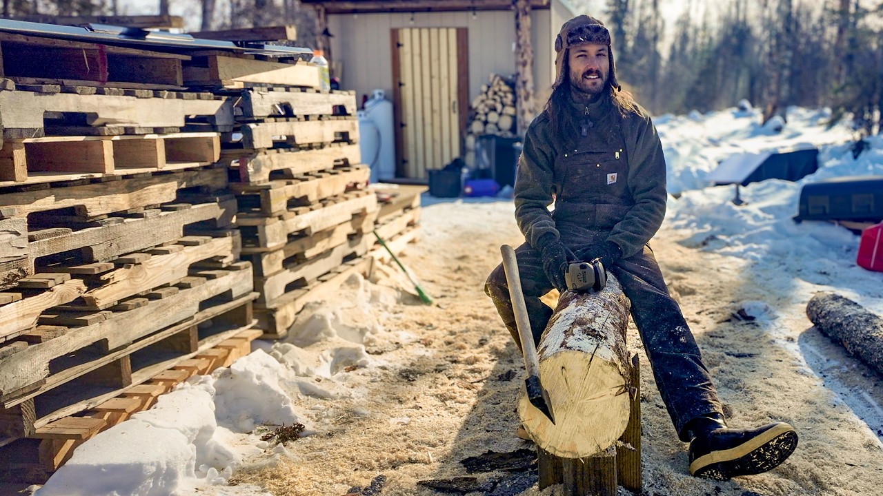 Turning Spruce Logs Into Lumber Alone | No Sawmill, Off Grid Alaska
