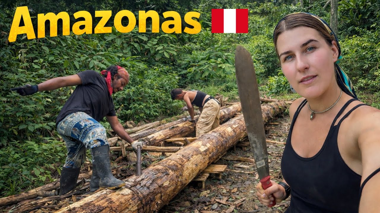 Ep08🇵🇪amazon കാട്ടിൽ ബോട്ട് ഉണ്ടാക്കാൻ ഇവളും കൂടി / raft making in amazon forest