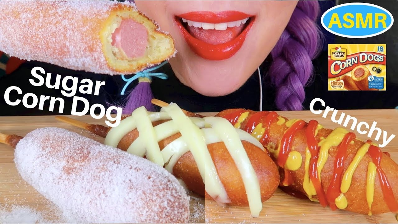 ASMR 설탕 핫도그 리얼사운드 먹방| CORN DOG W/ SUGAR, CHEESE. CRUNCHY EATING SOUND|CURIE. ASMR