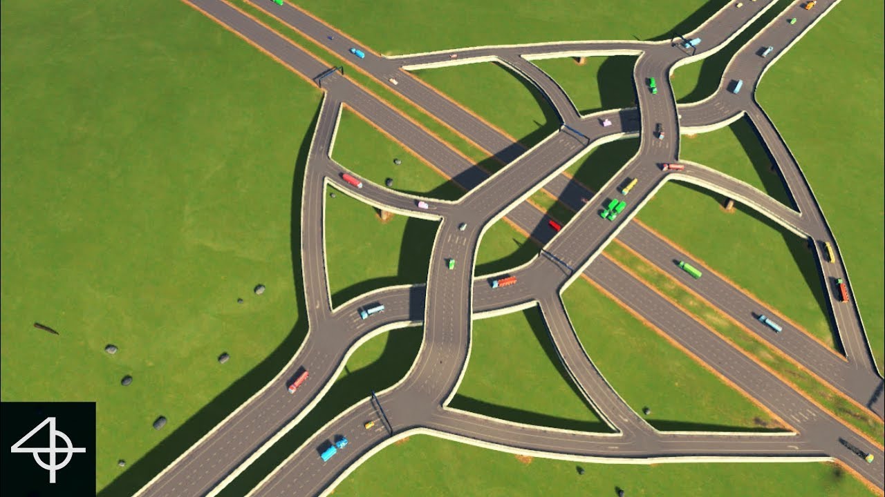 Building a Double Crossover Merging Interchange (Cities: Skylines speedbuild and showcase #4)