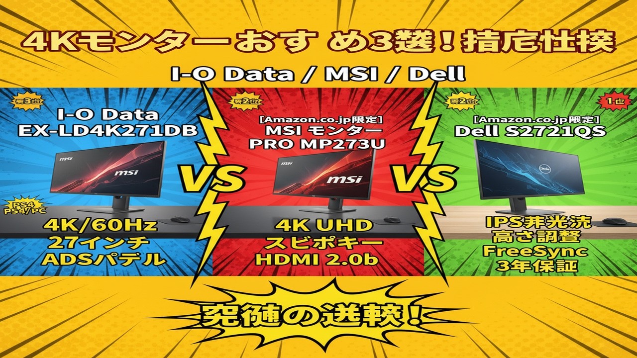 迷ったらコレ！コスパ最強27インチ4Kモニター3選【PS5/PC】
