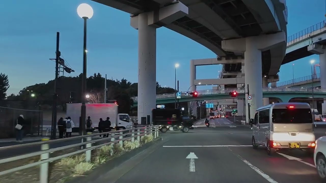 【車載動画】夜（夕暮れ）のドライブ 浦安〜新木場〜両国【走行音のみ/ASMR】