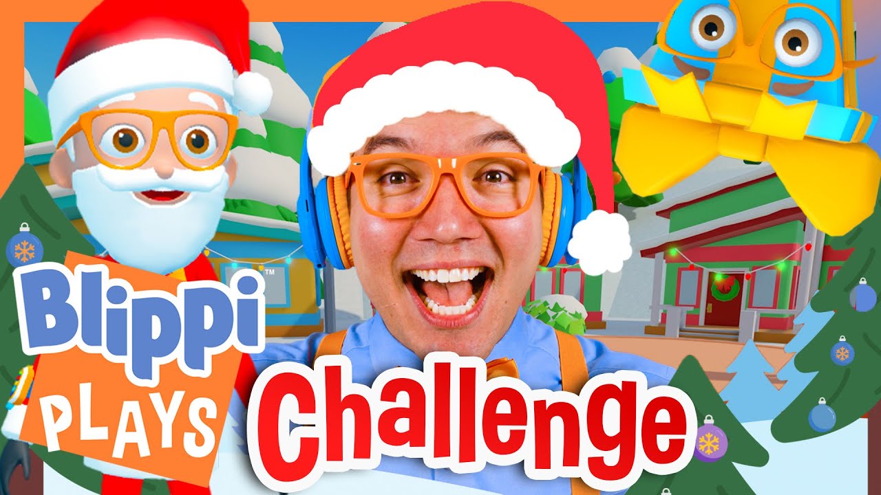 Can Blippi Complete the Holiday Blippis CHALLENGE? 🎅🏻 Blippi Plays Roblox! 🎮