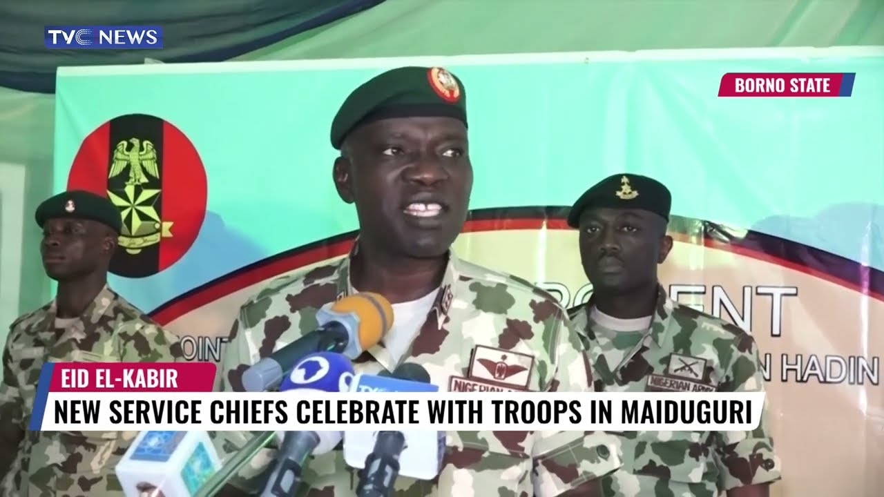 New Service Chiefs Celebrate Sallah With Soldiers In Maiduguri, Pledge To End  Insurgency