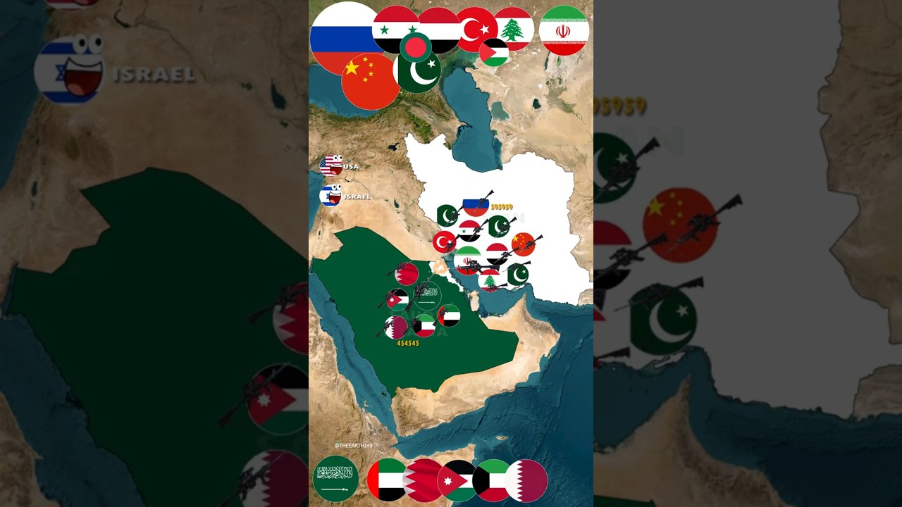 🇺🇸 IRAN vs SAUDI ARABIA: Which Countries Would Support Each Side? 🌍 Timelapse map #usa #iran