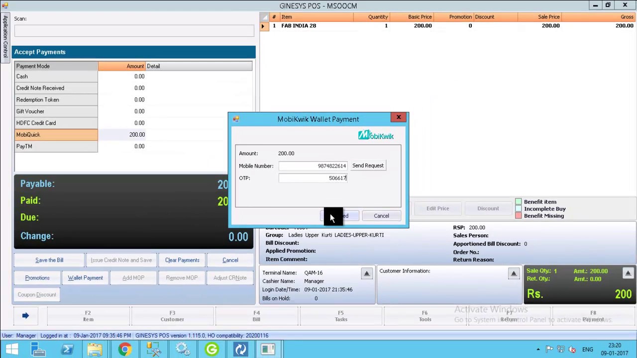 How to process payment using PayTM & Mobikwik at POS