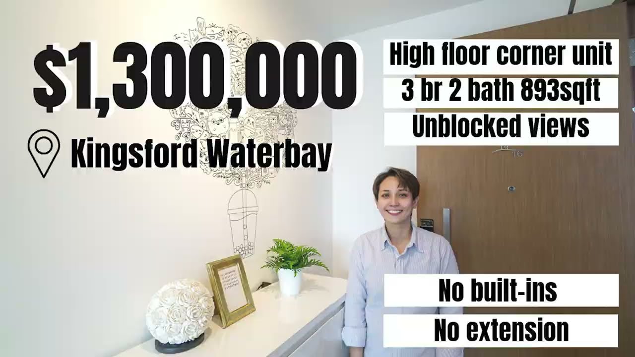 Kingsford Waterbay: 3 Bedroom Condo 893sqft High Floor Corner Unit Bright & Windy No Built-ins