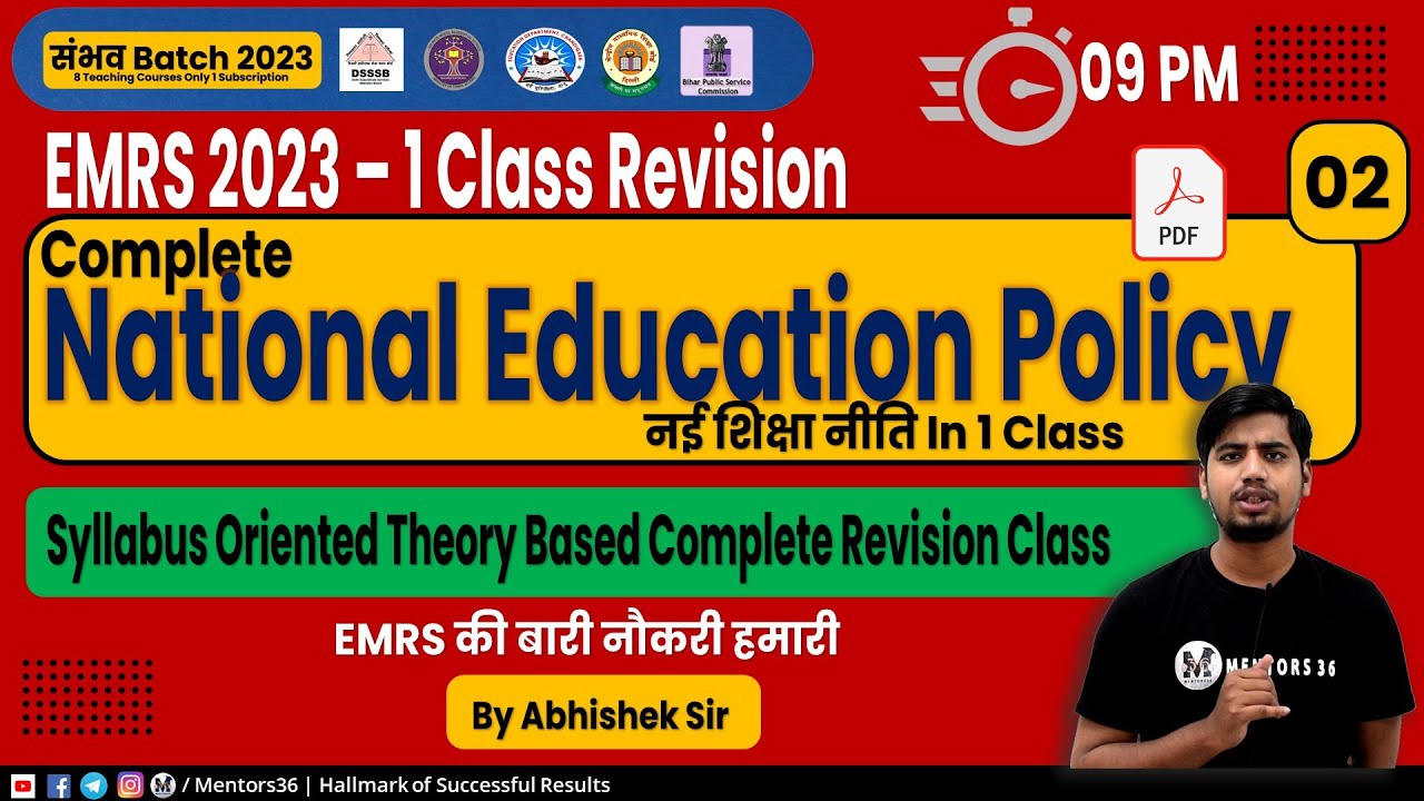 EMRS 2023 - NEP 2020 Full Revision in 1 Class | Important Notes by Abhishek Sir on Mentors 36