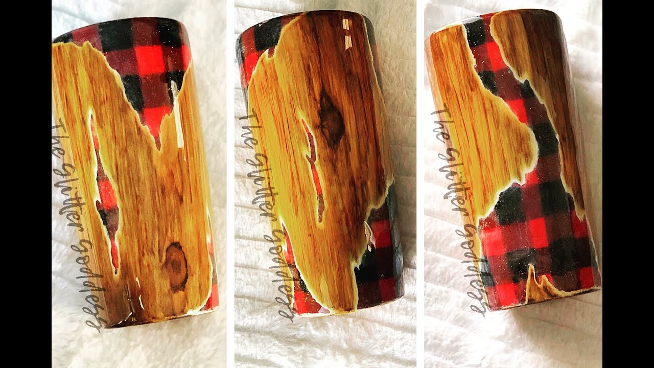 Plaid/wood grain tumbler