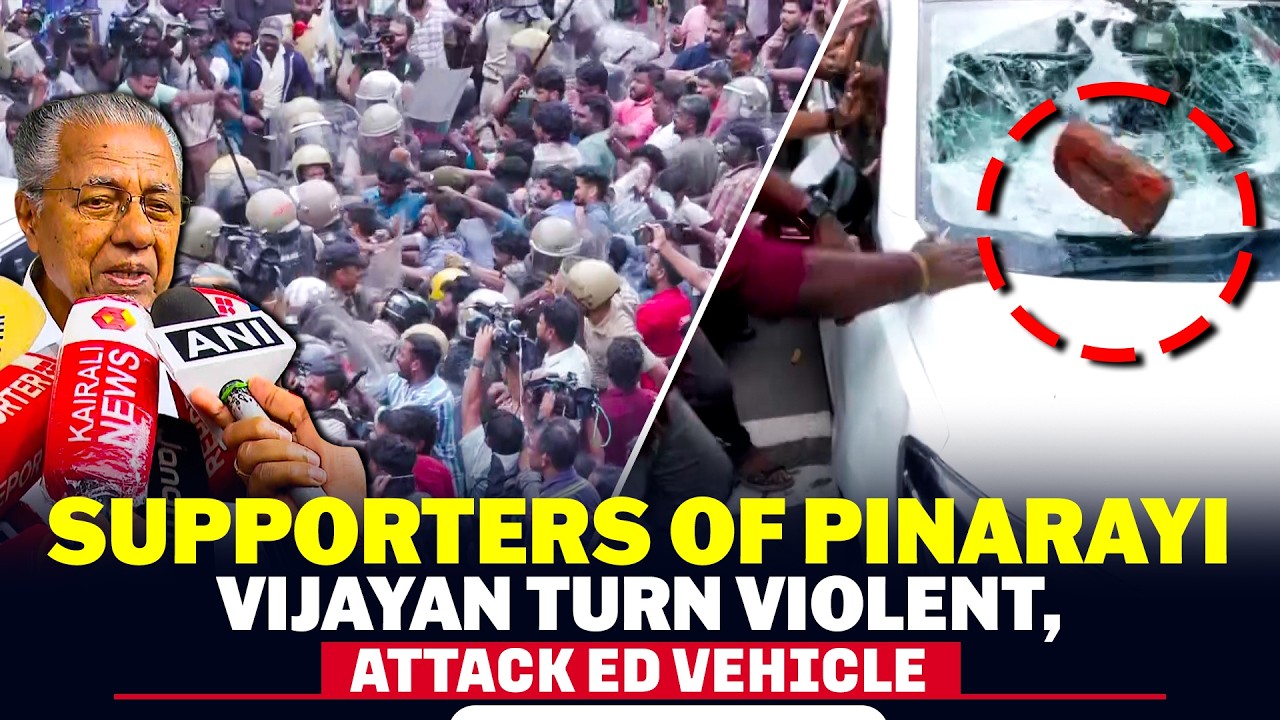 WATCH: ED Officials vehicle attacked in Trivandrum as ED raids are going on at Vijayan's residence