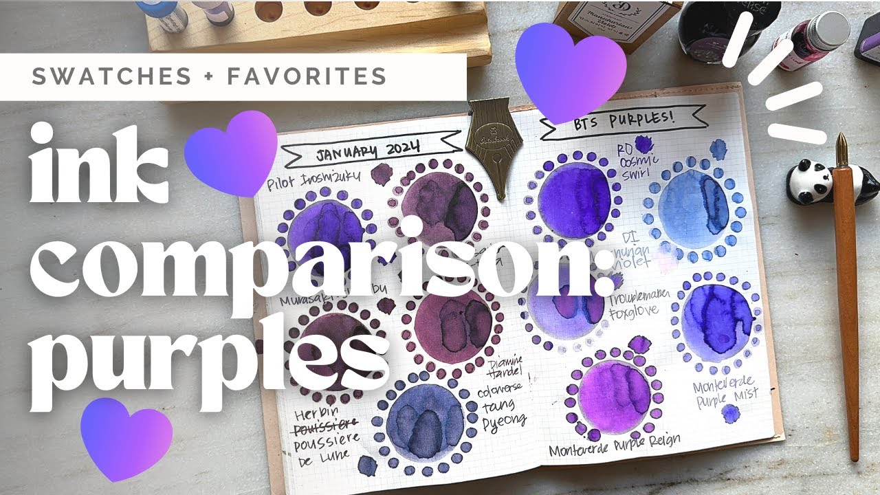 💜 Purple Inks! 💜 | Fountain Pen Ink Comparison No. 9 | #borahae