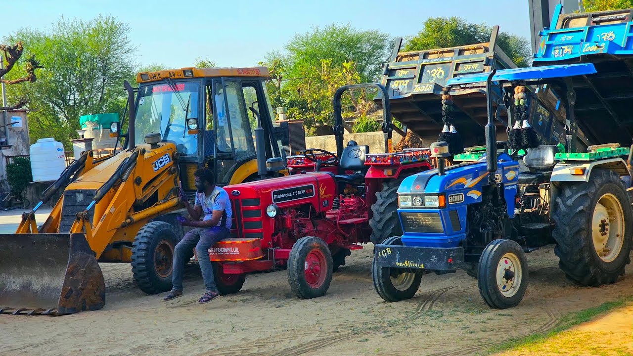 JCB 3dx Backhoe Loading Mud | Mahindra 575 Swaraj 855Fe Farmtrac 60 Kubota Models | JCB and Tractor