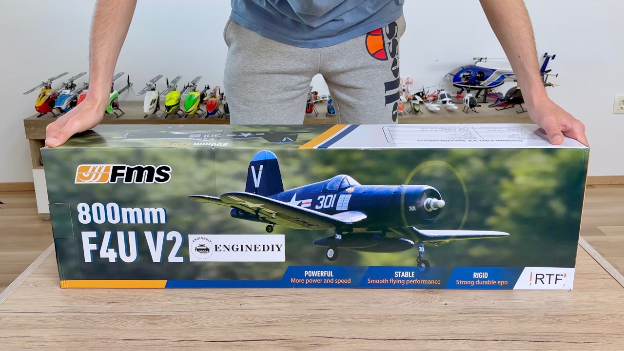 FMS F4U Corsair V2 RTF | Unboxing, Assembly & Maiden Flights on 2s / 3s LiPo