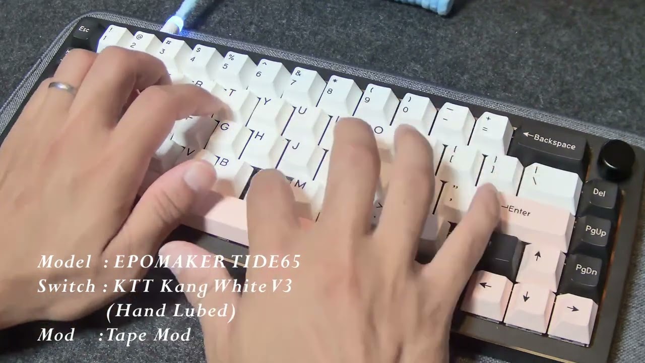 Typing Sound Test │ EPOMAKER TIDE65  /  KTT Kang White V3（Hand Lubed）│ #ASMR