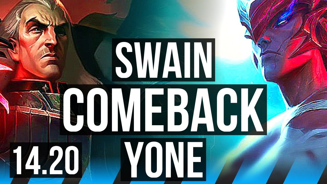 SWAIN vs YONE (MID) | 68% winrate, 5k comeback, 44k DMG | KR Diamond | 14.20