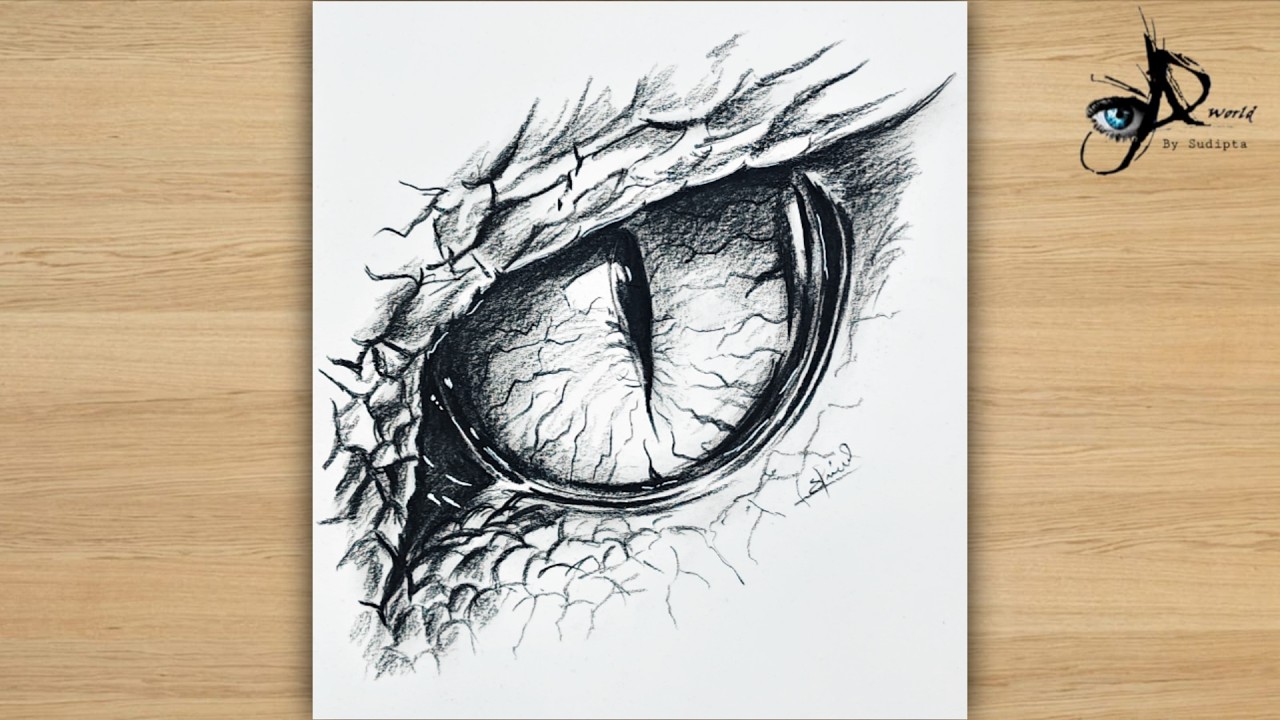 Как нарисовать глаз дракона | Реалистичный рисунок карандашом - Урок по созданию эскиза страшного...