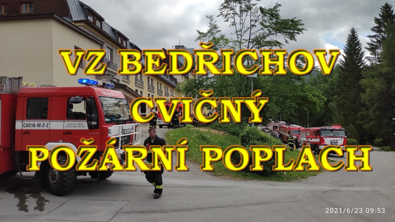 POŽÁR výškové budovy. Hlášení EPS.  VZ Bedřichov, Špindlerův Mlýn.