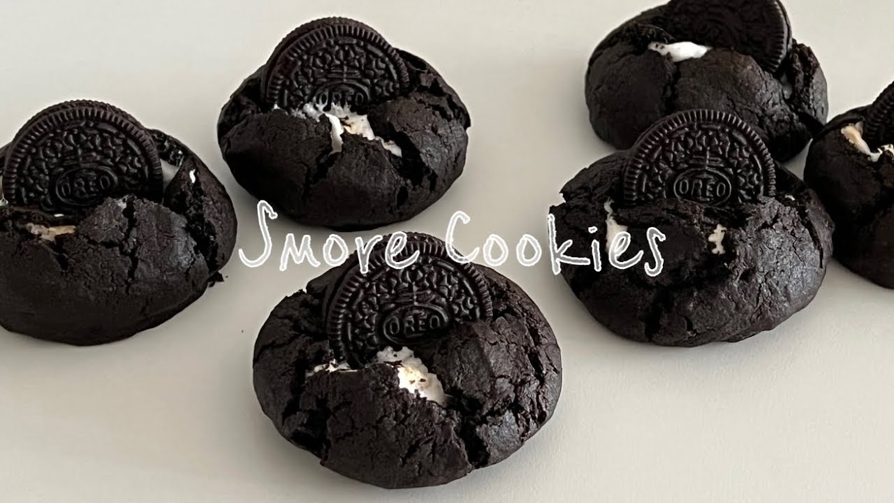 까망쿠키🖤🤍블랙오레오 스모어쿠키 레시피ㅣOreo S'more Cookiesㅣスモアクッキー